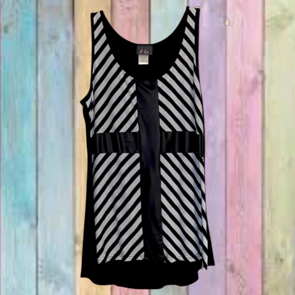 Dots Black White Stripes Faux Leather Cross Print Tank Top